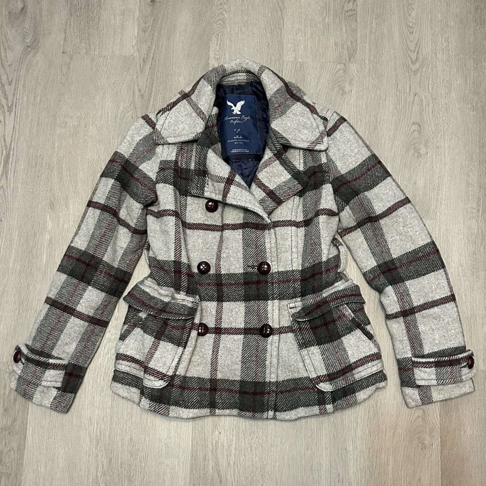 American Eagle Plaid Double-Breasted Women's Jacket Size Small